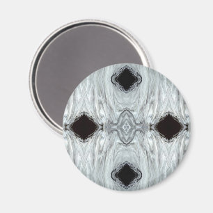 Argentum Grau und Schwarz Abstrakte Acryl Fluid Ku Magnet