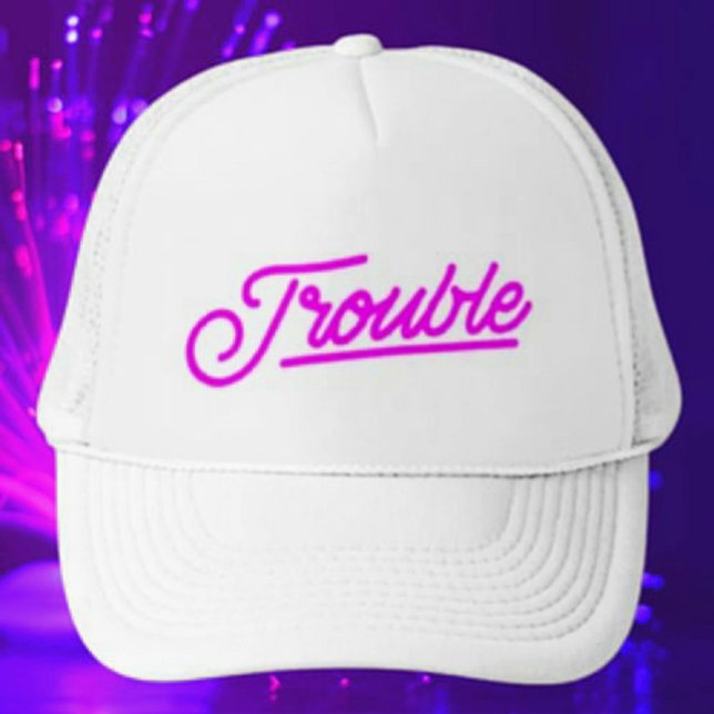 Ärger | Neon Pink Script Trucker Hat Truckerkappe (Von Creator hochgeladen)