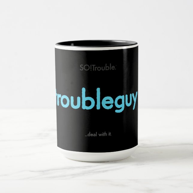 Ärger-Typ! - Elektrisch Blau auf schwarzer Tasse (Zentrum)