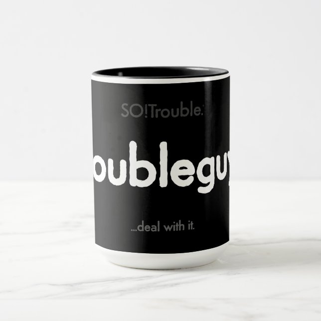 Ärger-Typ! - Klassischer Weiß-auf-Schwarz-Becher Tasse (Zentrum)
