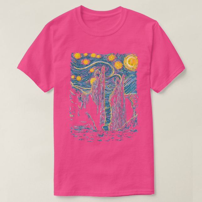 Argonath Starry Night Van Gogh Style T-Shirt (Design vorne)