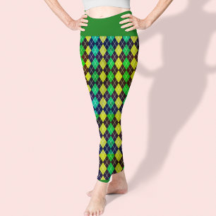 Argyle Blau Grün Gelb Muster Elegant Schön Leggings