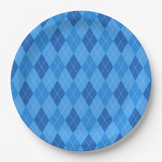 Argyle Blue diamonds with thin dotted line Pappteller (Vorderseite)