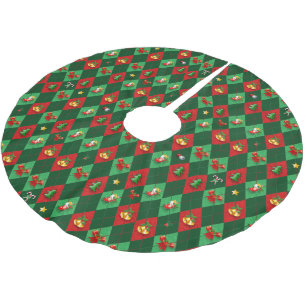 Argyle-Diamant-Weihnachtsmuster Polyester Weihnachtsbaumdecke