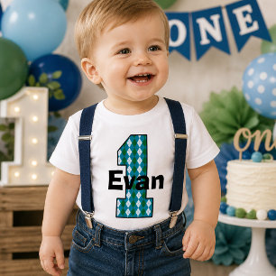 Argyle Erstes Geburtstags-Jungen-Shirt Baby T-shirt
