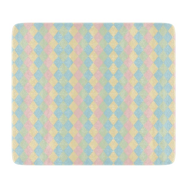 Argyle-Frühjahrs-/Oster-Pastellfarben-Muster Schneidebrett (Vorderseite)