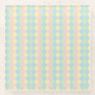 Argyle-Frühjahrs-/Ostergestaltung in Pastellfarben Glasuntersetzer