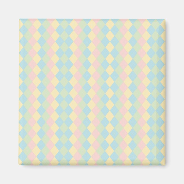 Argyle-Frühling/Ostern pastellfarbenes Muster Magnet (Vorne)