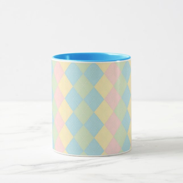 Argyle-Frühling-Pastellfarben-Muster Tasse (Zentrum)