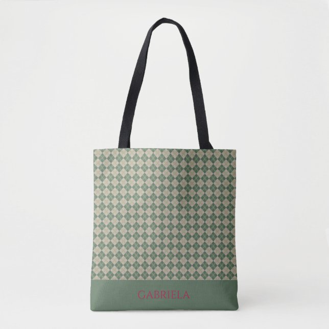 Argyle-Grün-Mustername-Tasche (Vorderseite)