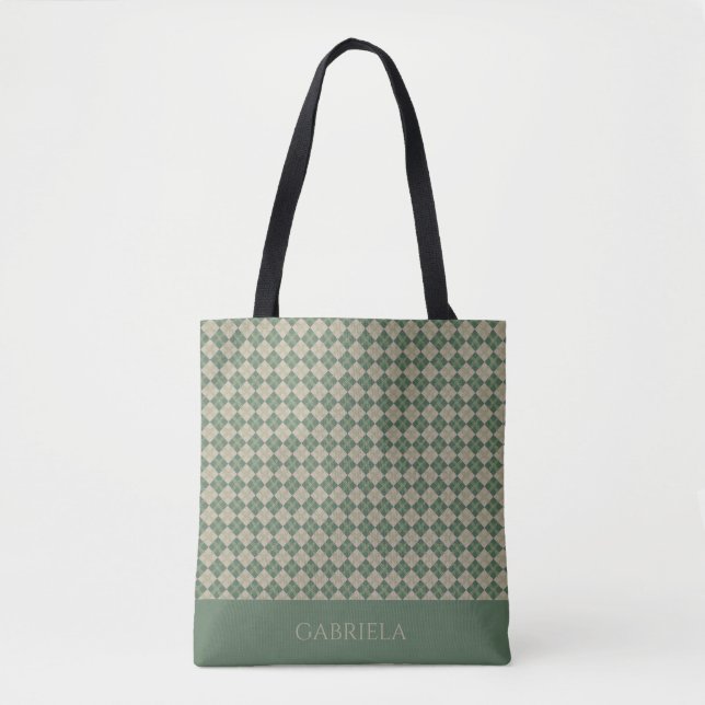 Argyle-Grün-Mustername-Tasche (Vorderseite)