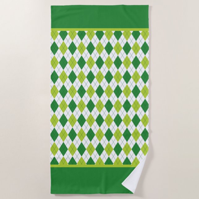 Argyle Grün Strandtuch (Vorderseite)
