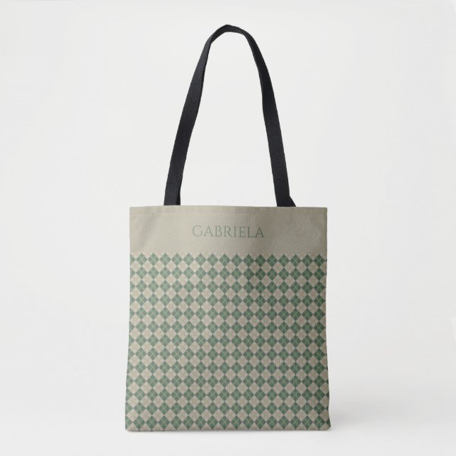 Argyle-grüne Mustername-Tasche (Vorderseite)