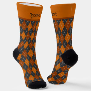 Argyle Halloween orange schwarze Diamanten - Text Socken