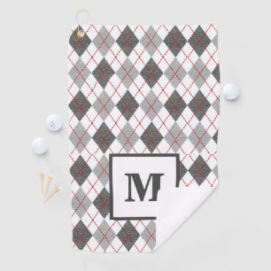 Argyle Karo Rot Grau Silber Golf Benutzerdefiniert Golfhandtuch