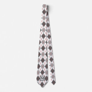 Argyle Karo Rot Grau Silber Individuelles Monogram Krawatte