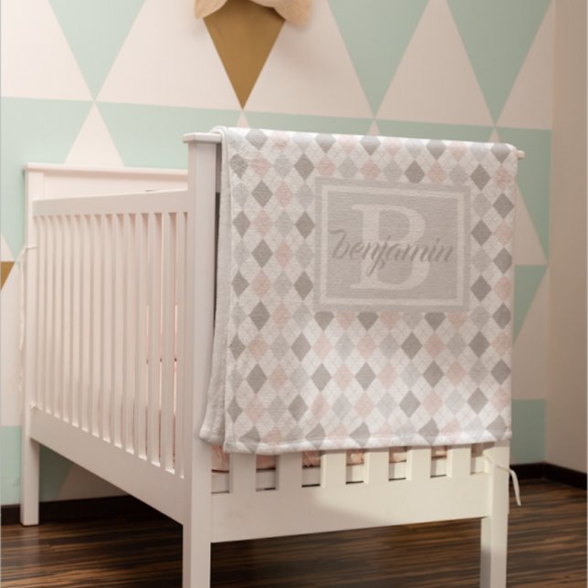Argyle-Karodeckchen in Pastellrosa und Blau Fleecedecke (Von Creator hochgeladen)