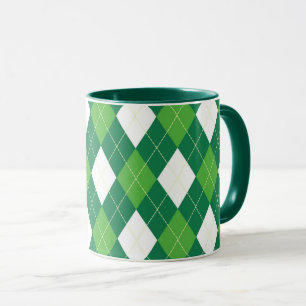 Argyle-Muster, grün und weiß Tasse