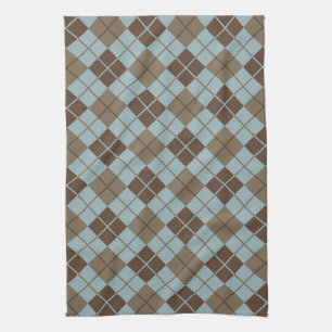 Argyle-Muster in Blau und Taupe Geschirrtuch