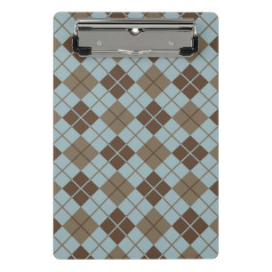 Argyle-Muster in Blau und Taupe Mini Klemmbrett