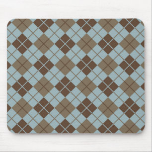 Argyle-Muster in Blau und Taupe Mousepad