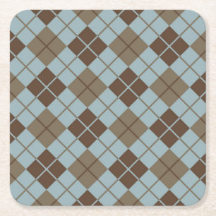 Argyle-Muster in Blau und Taupe Rechteckiger Pappuntersetzer