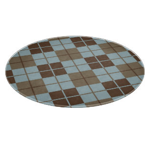 Argyle-Muster in Blau und Taupe Schneidebrett
