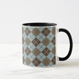 Argyle-Muster in Blau und Taupe Tasse