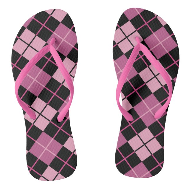 Argyle-Muster in Schwarz und Pink Flip Flops (Fußbett)
