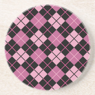 Argyle-Muster in Schwarz und Pink Getränkeuntersetzer