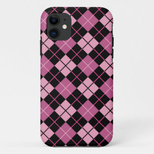 Argyle-Muster in Schwarz und Rosa Case-Mate iPhone Hülle