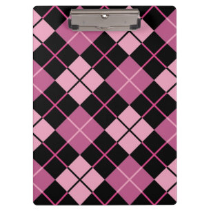 Argyle-Muster in Schwarz und Rosa Klemmbrett