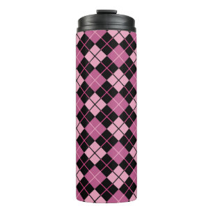 Argyle-Muster in Schwarz und Rosa Thermosbecher