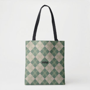 Argyle-Muster Name grün rote Tasche