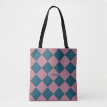 Argyle-Muster Name Ozeanblau Rosa Tragetasche