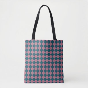 Argyle-Muster Oceanblau-Rosa-Tragetasche