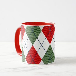 Argyle-Muster rot und grün Tasse