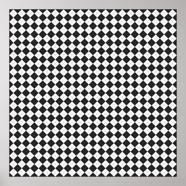 Argyle plädiert. Scottish Pattern in white and bla Poster (Vorne)