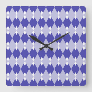 Argyle Plaid Pattern_4A46B0 Quadratische Wanduhr