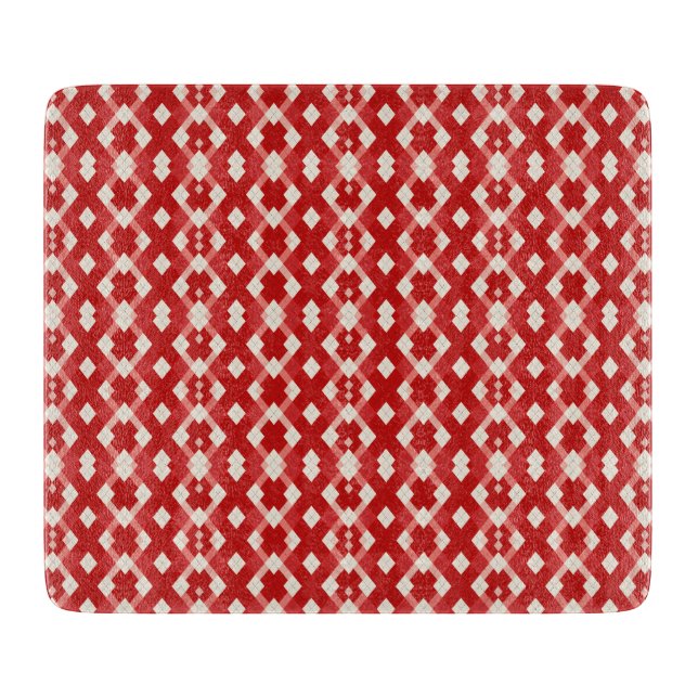 Argyle, rot weiß rosa Valentinstag  Schneidebrett (Vorderseite)