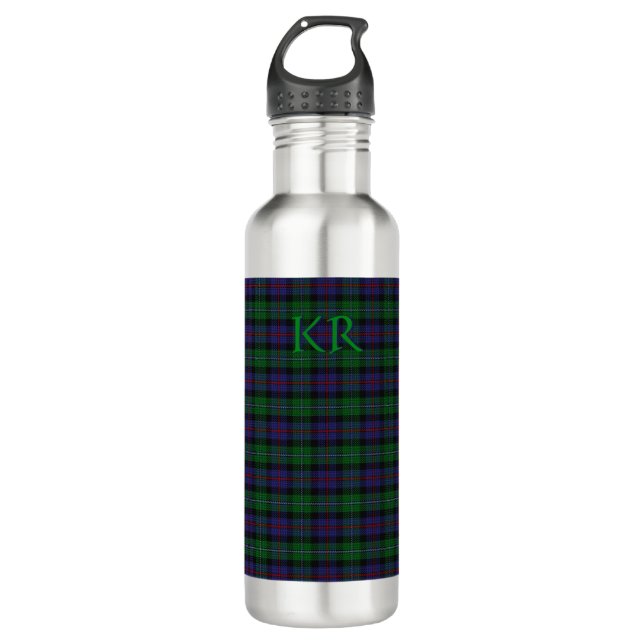 Argyll District Tartan mit Monogramm/Initialen Edelstahlflasche (Vorderseite)