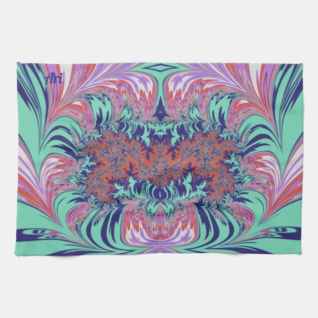 ARI ~ Blue Green Red Lila ~ 3D ~ Geschirrtuch (Horizontal)