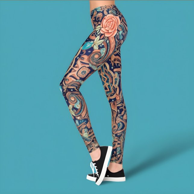 Aria Grace Elegant Cobalt Rosewood Boho Leggings (Von Creator hochgeladen)