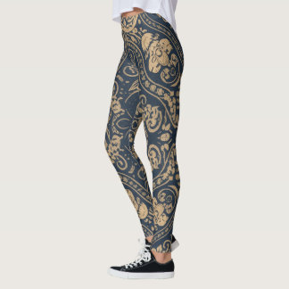 Aria Grace Indigo Tulpen Paisley Folk Erbe Leggings