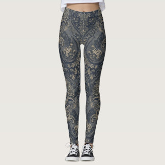 Aria Grace Navy Pfingstrose Paisley Heritage-Tapis Leggings