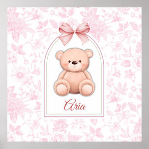 Aria Maßgeschneidertes rosa Teddybär-Nursery-Des Poster