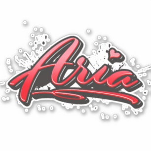 Aria red Heart Graffiti Aufkleber Sticker