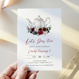 ARIA Tea Party Geburtstagseinladung - Merlot Einladung