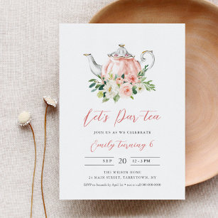 ARIA Tea Party Geburtstagseinladung - Rosa Einladung