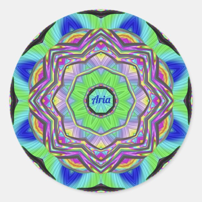 ARIA WOW! Hübsch Green Lilac Blue Pink ~ Runder Aufkleber (Vorderseite)